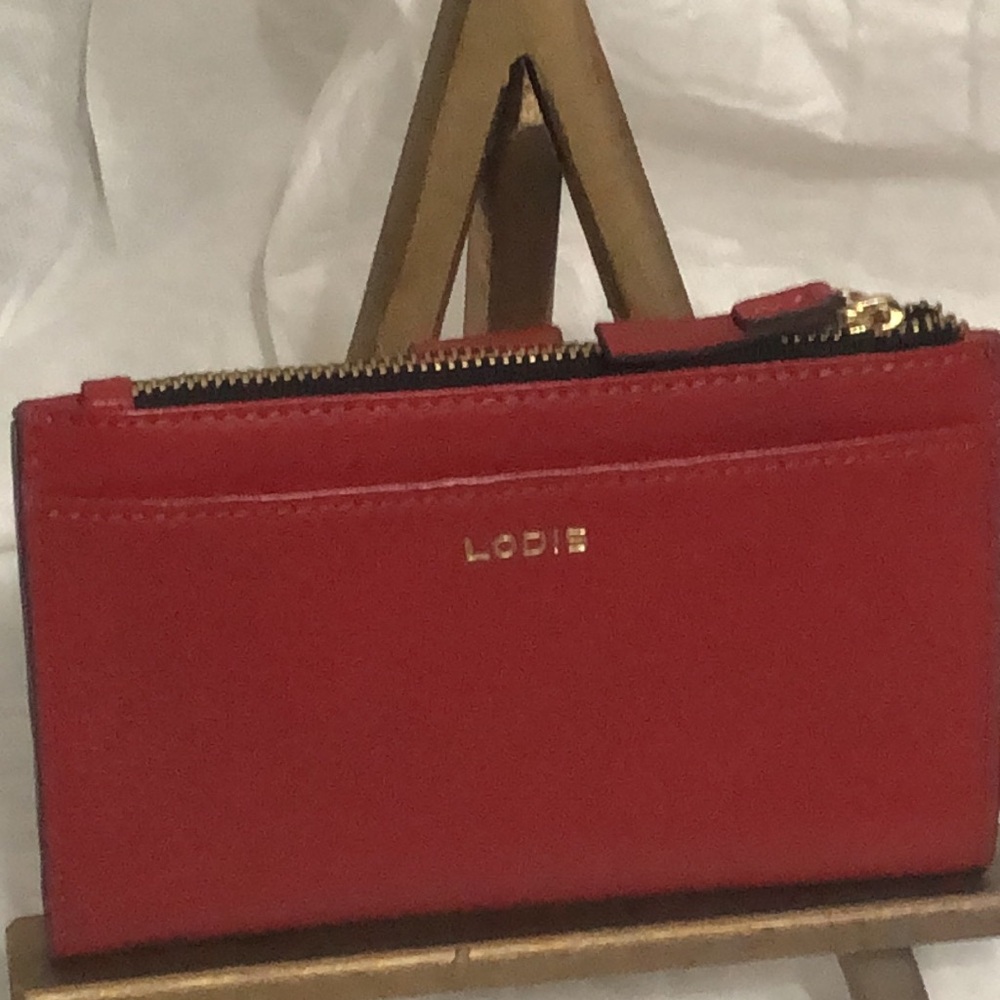 Lodis Red Pebbled Leather Zip Wallet - Picture 3 of 6